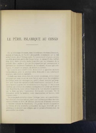 Le Péril islamique Au Congo.