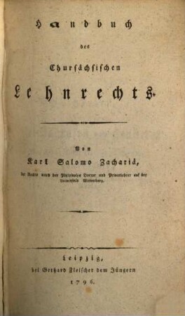 Handbuch des Chursächsischen Lehnrechts