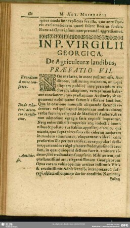 In P. Virgilii Georgica, De Agriculturae laudibus. Praefatio VII.