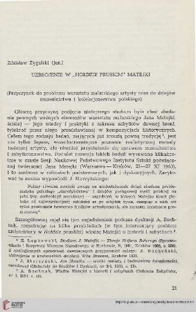[3.]1953: Uzbrojenie w ,,Hołdzie pruskim'' Matejki