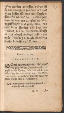Coeli enarrrant. Psalmus XIX.