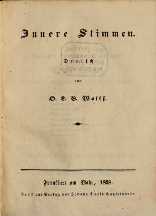 Victor Hugo's sämmtliche Werke, 12. Innere Stimmen