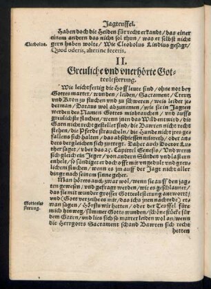 II. Greuliche und unerhörte Gotteslesterung.
