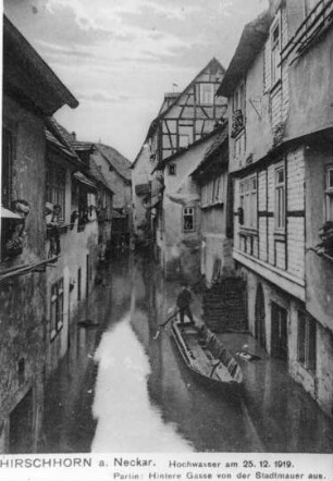 Altstadt Hirschhorn bei Hochwasser