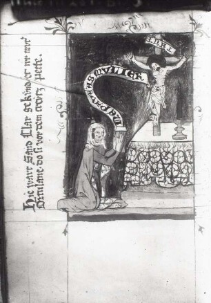 Verkündigung an Clara beim Beten vor dem Kruzifix, Blatt 5v