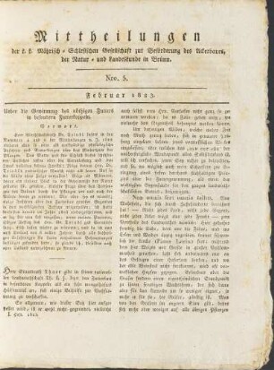 Mittheilungen. Nro. 5. Februar 1823