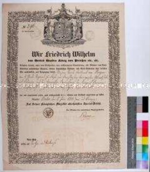Preußischer Reisepass No. 296 für Leopold Hermann von Boyen ins Herzogtum Braunschweig, Königreich Hannover, Kurfürstentum Hessen und Fürstentum Lippe-Detmold