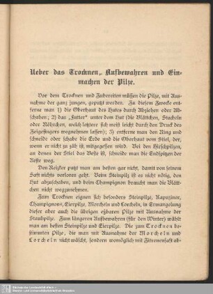 Ueber das Trocknen, Aufbewahren und Einmachen der Pilze