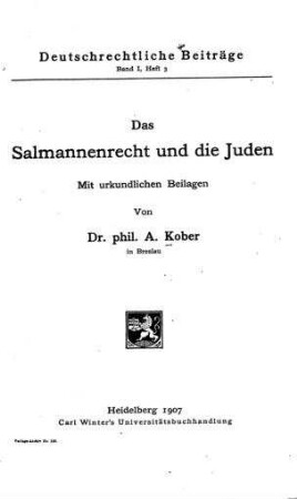 Das Salmannenrecht und die Juden