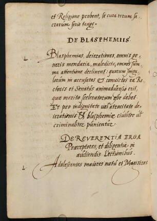 De Reverentia erga Praeceptores et diligentia in audiendis Lectionibus.