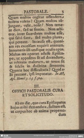 III. Officii Pastoralis Cura Et Solicitudo