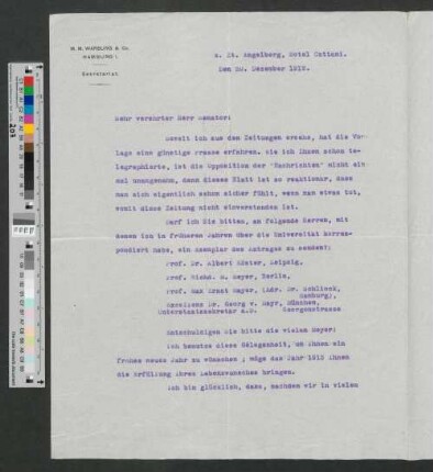 Brief an Werner von Melle