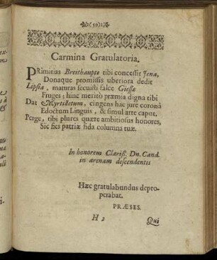 Carmina Gratulatoria.