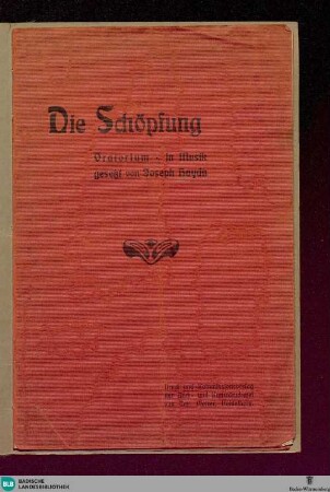 Die Schöpfung : Oratorium; [Textbuch]