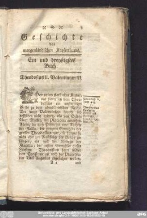 Ein und dreyßigstes Buch. Theodosius II. Valentinian III.