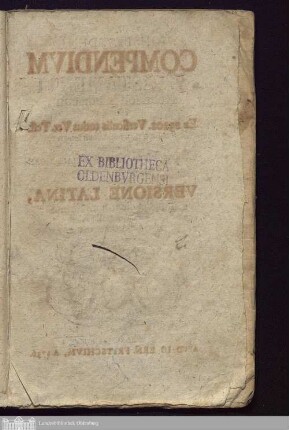 Ioh. Levsdeni Compendivm V. Testamenti Hebræo-Chaldaicum : continens Ex 23202. Versiculis totius Vet. Test. tantum 2289. non tamen integros, in quibus Omnes Hebraicae & Chaldaicae voces inveniuntur, vna cum Versione Latina, simplici dictionum Forma earumque Radicibus