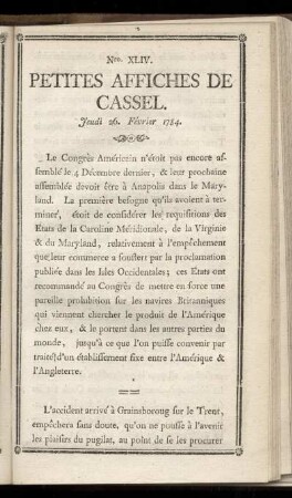 No XLIV (Jeudi 26 Février 1784)