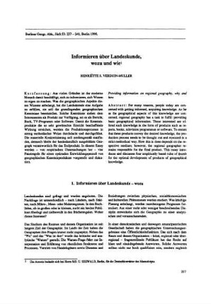 Informieren über Landeskunde wozu und wie