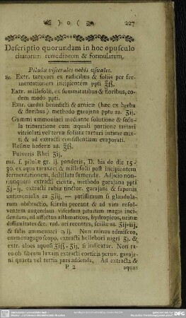 Descriptio quorundam in hoc opusculo citatorum remediorum & formularum