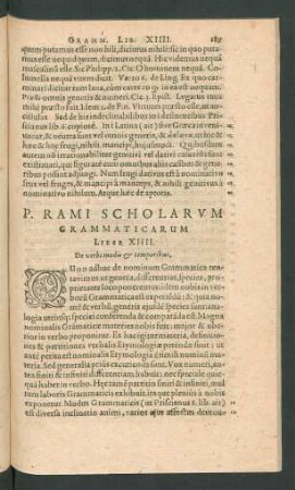 P. Rami Scholarum Grammaticarum Liber XIIII. De verbi modis et temporibus.