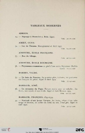 Tableaux Modernes (Nr. 53-138)