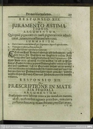 Responsio XVIII. De Iuramento Aestimationis