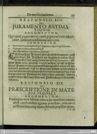 Responsio XVIII. De Iuramento Aestimationis