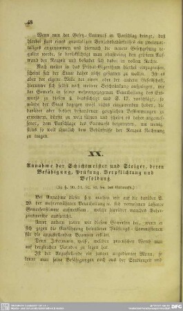 XX. Annahme der Schichtmeister und Steiger, deren Befähigung, Prüfung, Verpflichtung und Besoldung