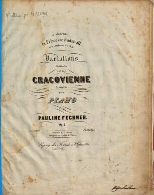 Variations brillantes : sur une Cracovienne favorite ; pour piano ; op. 7