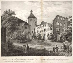 Innere Ansicht des Heidelberger Schlosses. In dem Hofe bei der Wohnung des Schlossküfers genommen - Vue de la cour du château de Heidelberg prise près de la demeure du tonnelier à la cour
