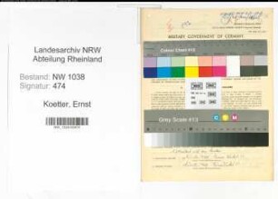 Entnazifizierung Ernst Koetter , geb. 12.03.1903 (Beamter)