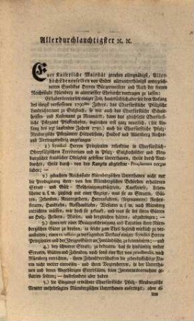 Ad Imperatorem allerunterthänigste Svpplica ... Syndici zu Nürnberg, Herren Bürgermeistere und Rath, entgegen Se Churfürstliche Durchlaucht zu Pfalz und Höchstdero nachgesezte Churfürstliche Regierungen zu Amberg und Neuburg [et]c. [et]c. [et]c. pcto contraventionis Privilegiorum et aliorum gravaminum : Mit Anlagen von lit. A. bis W. incl.