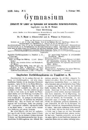 Englischer Fortbildungskursus zu Frankfurt a. M.