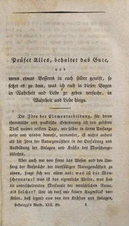 Pestalozzi's sämmtliche Schriften, 13. Schwanengesang