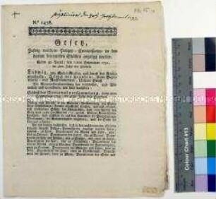 Gesetz - Einrichtung von Polizeikommissariaten in verschiedenen Städten, 13. Juni 1792 (französisch/deutsch)