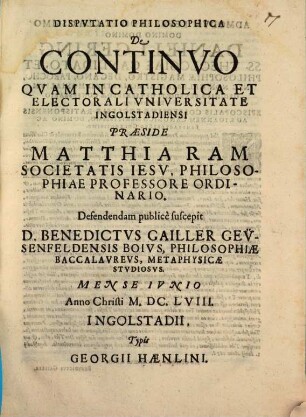 Disp. philos. de continuo