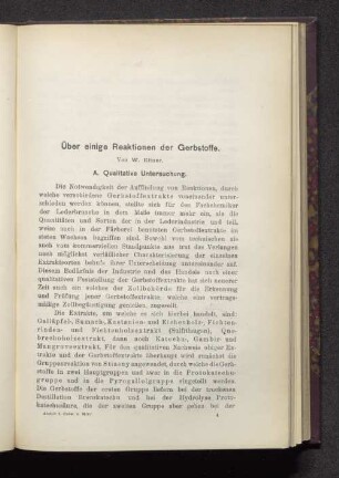 Über einige Reaktionen der Gerbstoffe.