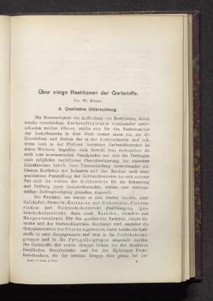 Über einige Reaktionen der Gerbstoffe.