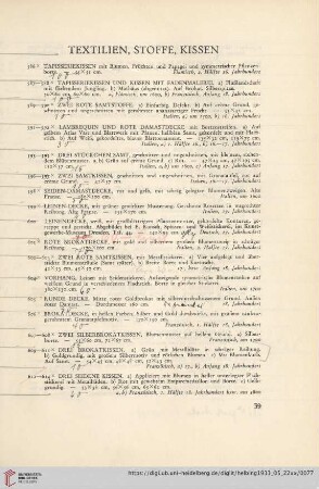 Textilien, Stoffe, Kissen (Nr. 586-669)