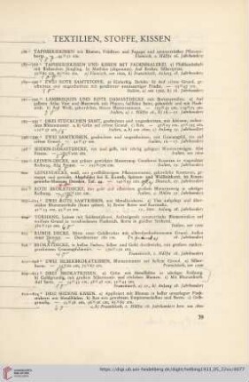 Textilien, Stoffe, Kissen (Nr. 586-669)