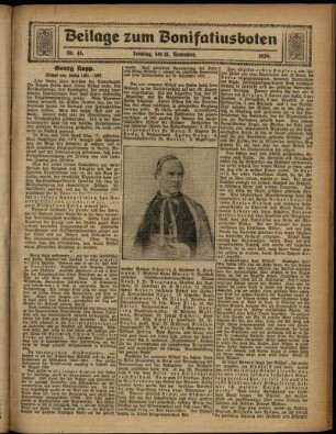 Zweite Ausgabe vom Sonntag, den 10. November 1929.