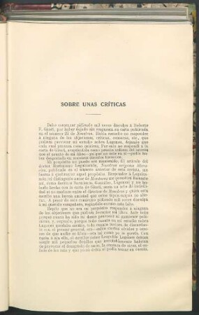 Sobre unas críticas