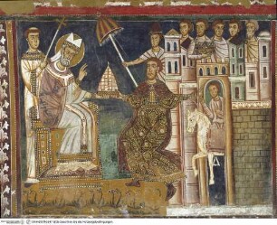 Silvesterlegende, Kaiser Konstantin überreicht Papst Silvester die Tiara