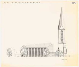 Evangelische Stadtkirche Pforzheim: Südansicht 1:100 (vgl. Inv.Nr. 38068)