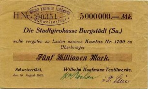 Gutschein - 5 Mill. Mark