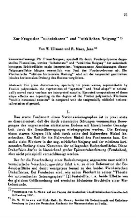 Zur Frage der "scheinbaren" und "wirklichen Neigung"