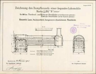 Anlegung und Inbetriebnahme eines beweglichen Dampfkessels durch Karl Benz in Ottenheim