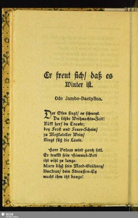 Er freut sich, daß es Winter ist