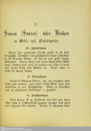 3. Saucen (Soosen) oder Brühen zu Mehl- und Fleischspeisen