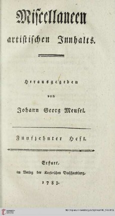 Funfzehnter Heft